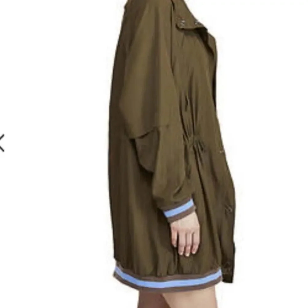 Free people oversized long bomber windbreaker w concealable hood XS funnel neck - Picture 4 of 9